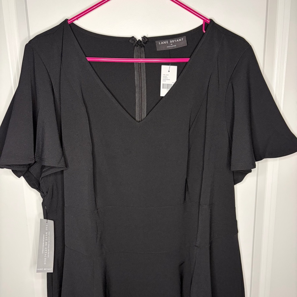 Lane Bryant Lena V-Neck High-Low Midi Dress Black - Picture 7 of 9